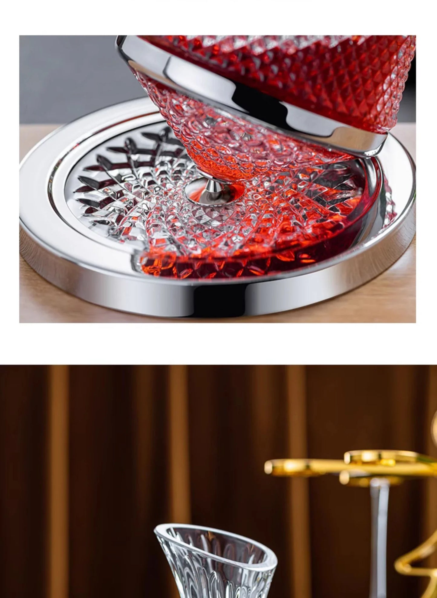 Spinning Crystal Red Wine Decanter, 360 ° Rotating Decanters, Lead-free Glass, Wine Accessories, 1500ml