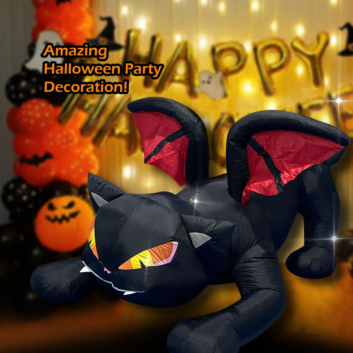 Halloween Inflatable Ghost Pumpkin Black Cat Spider Decoration with LED Lights for Home Yard Lawn Indoor and Outdoor Decoration