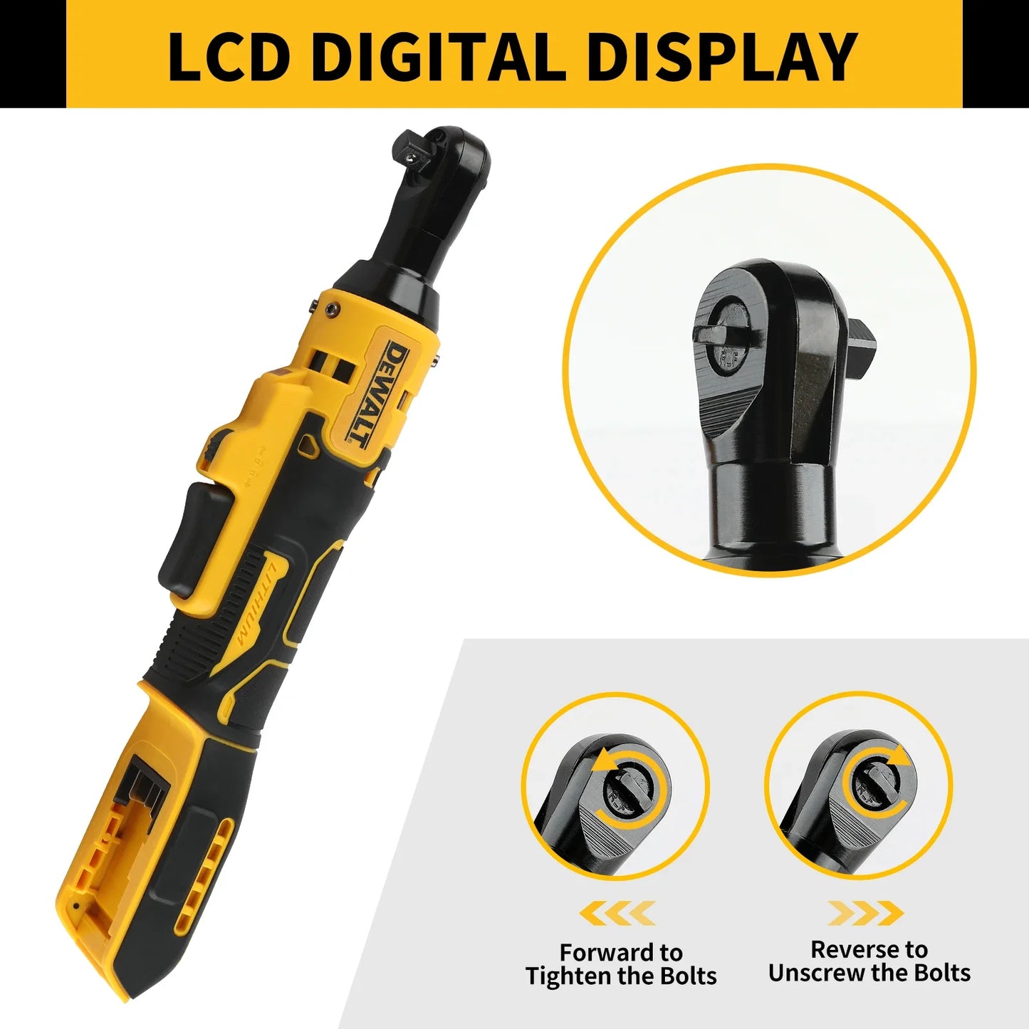 DEWALT DCF513 1/2 Brushless Cordless Ratchet Wrench Variable Speed Rechargeable High Torque Right Angle Fit DEWALT 20V Battery