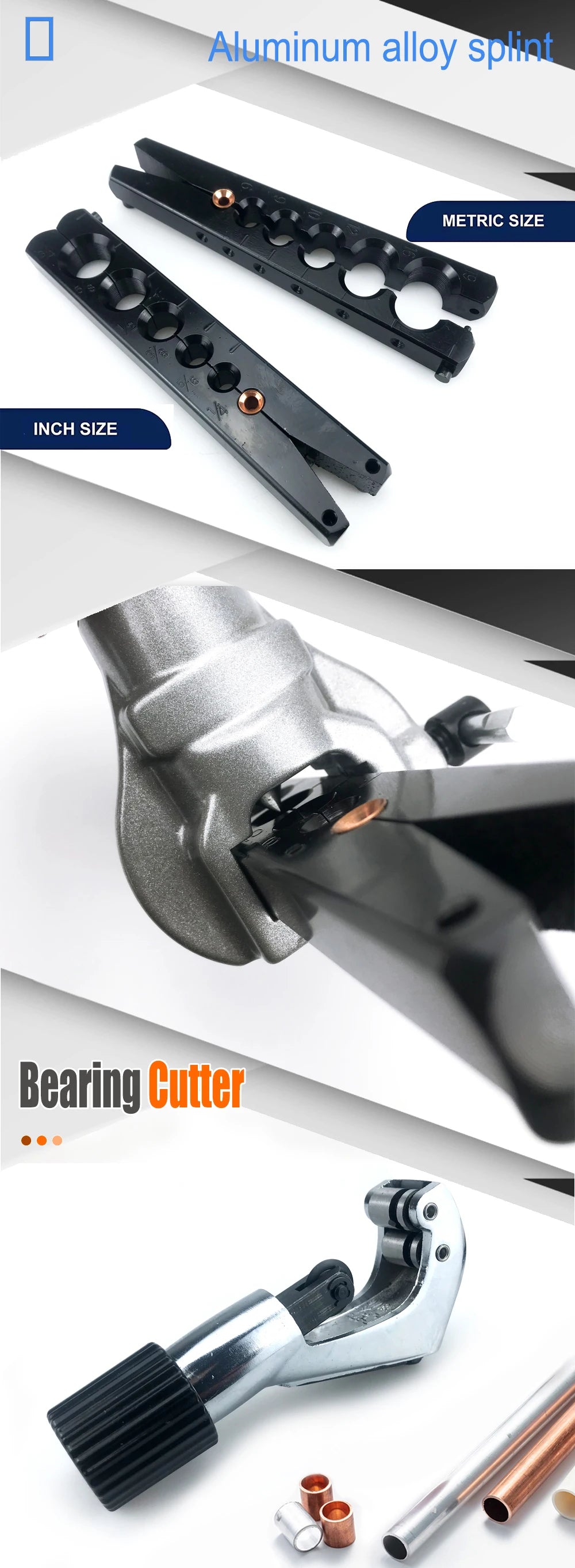 Inch/Metric 6 Hole Single Splint Eccentric Tube Expander Air Conditioner Copper Pipe Bellmouth Eccentric Flaring Tool Kit