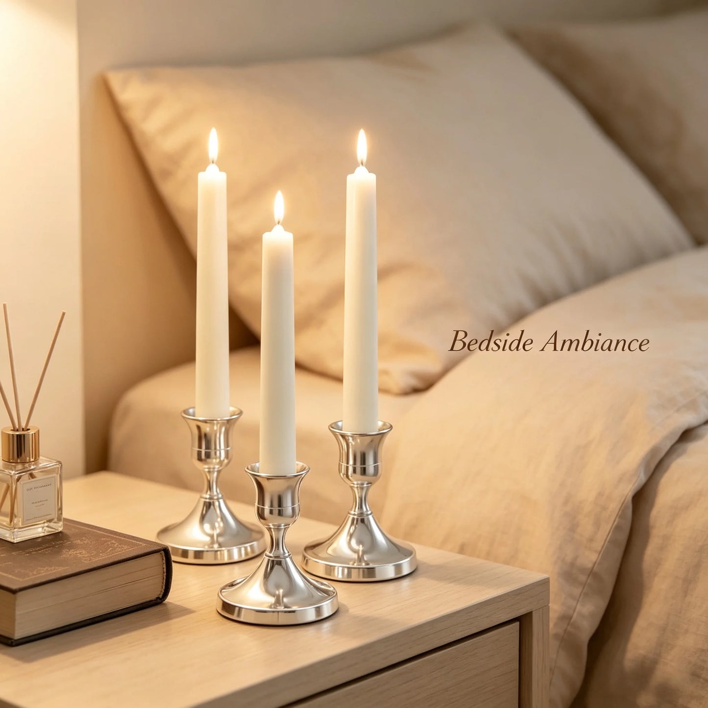 New Sliver Low Profile Candle Holder Sets Minimalist Pillar Candlestick in 3 Sizes Decorative Candle Stand for Table Centerpiece