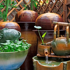 Solar Fountain Pump Panel Powered Water Kits Aquarium Pond Lawn Low Noise Outdoor Bird Bath Garden Decor with 6Nozzles