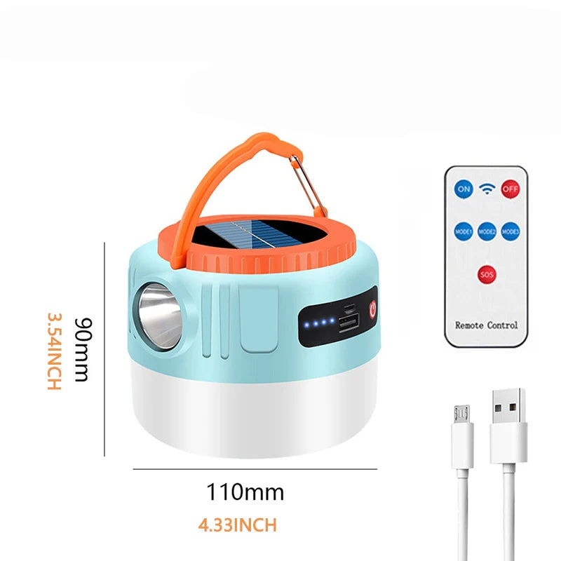 1/2X Powerful Solar LED Camping Lamp Waterproof Portable Lanterns Emergency Lights For BBQ Hiking USB Rechargeable Tent Lanterns