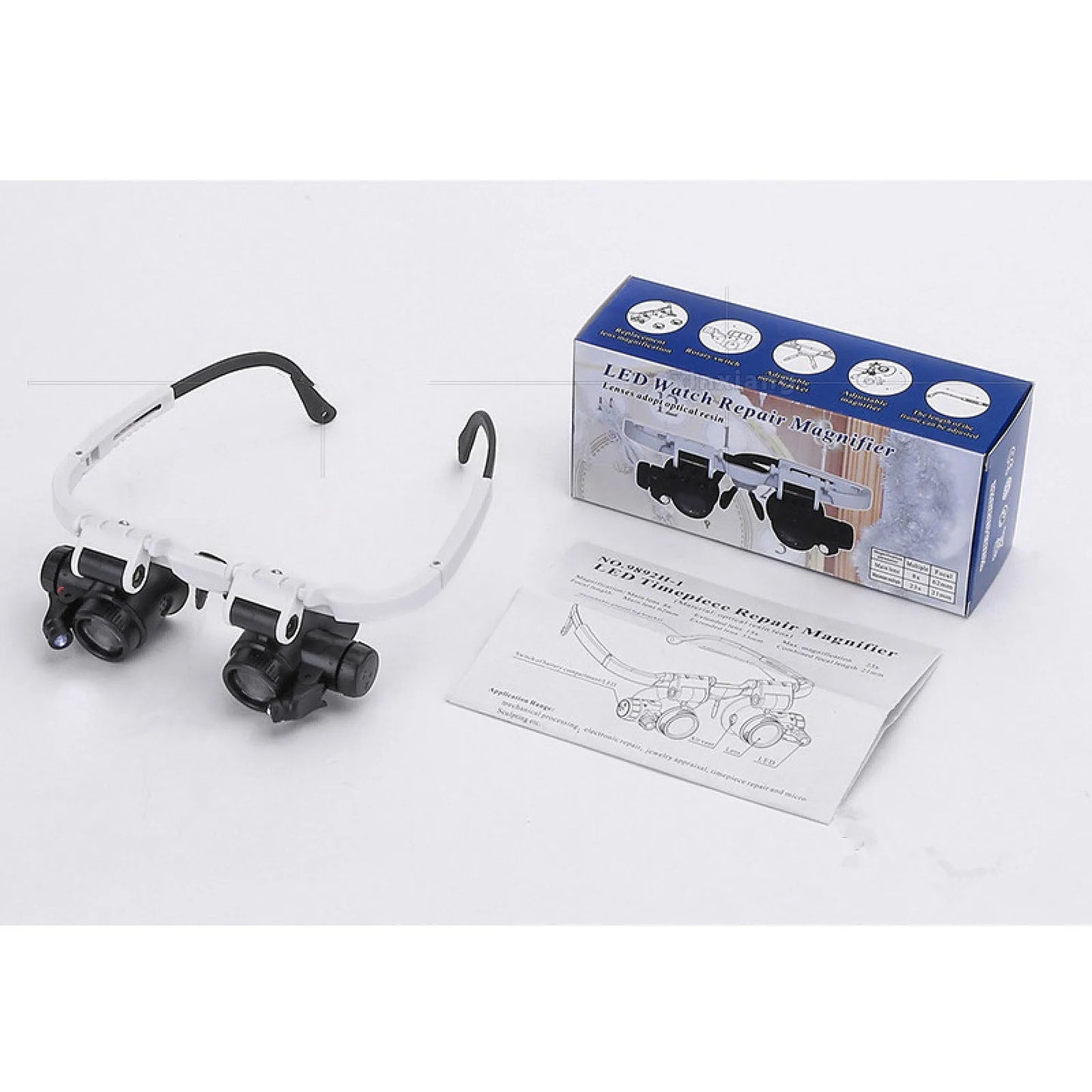 8X 15X 23X Adjustable Dual Polished Crystal Acrylic Lens Jewelry Watch Repair Magnifier Glass Head Eye Loupe Measurement Tools