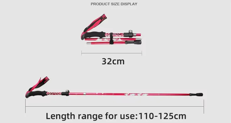 2PCS Ultralight Foldable Trekking Poles Telescopic Nordic Hiking Walking Sticks Portable Outdoor Camping Trail Running Canes