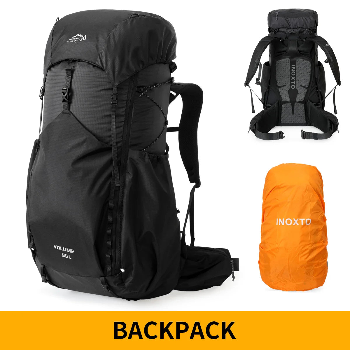 55L Internal Frame Waterproof Hiking Camping Backpack with Rain Cover, Large Lightweight Travel Daypack Rucksack for Climbing