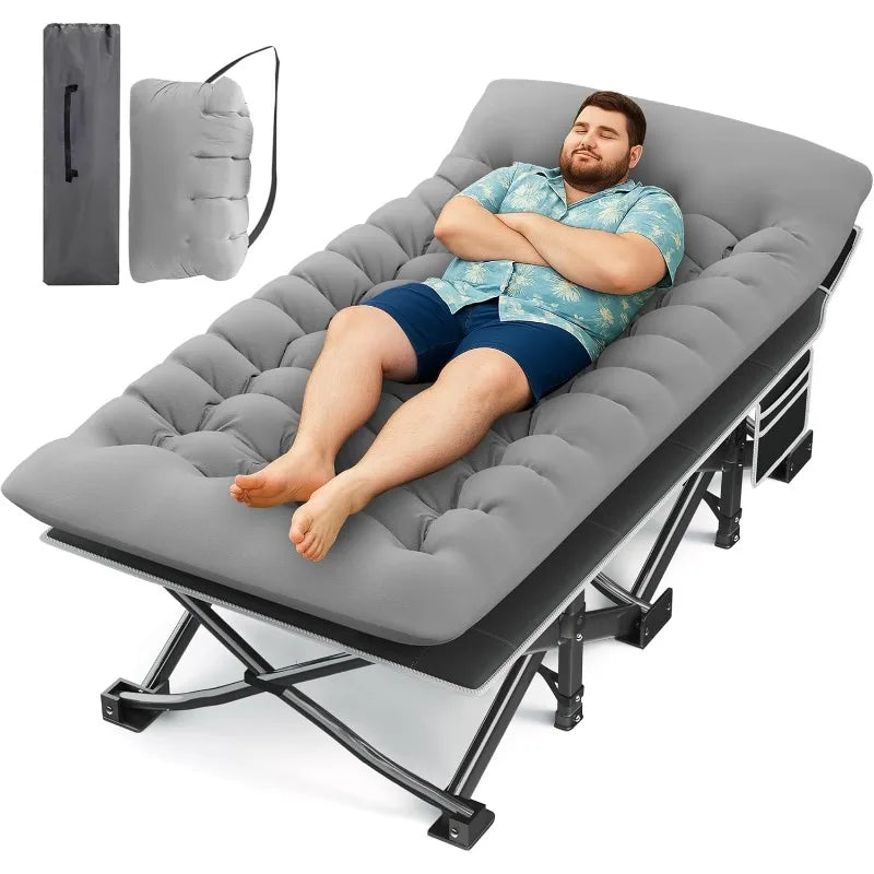 HABUTWAY Camping Cot with Mattress, 32" Extra Wide Camping Cots for Adults, Sleeping Cot for Adults Holds Up to 602LBS