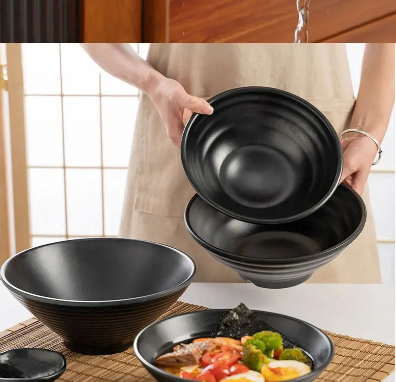Frosted Melamine Ramen Bowl Imitation Porcelain Large Noodle High Temperature Resistance Bowl Salad Soup Bowl Fast FoodTableware