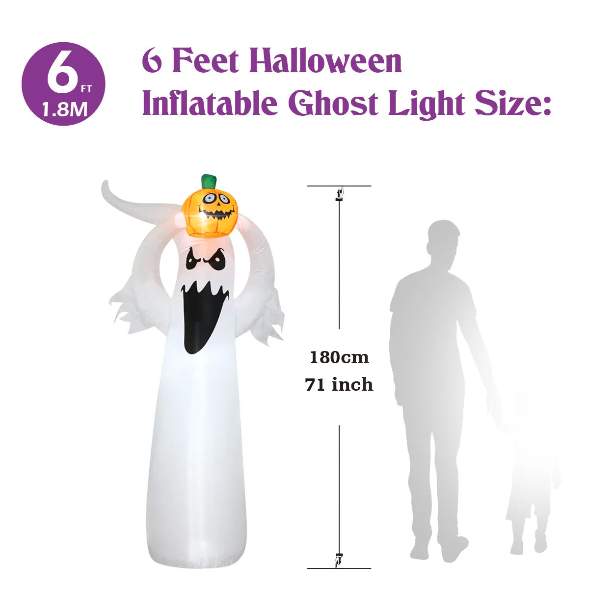 Halloween Inflatable Ghost Pumpkin Black Cat Spider Decoration with LED Lights for Home Yard Lawn Indoor and Outdoor Decoration