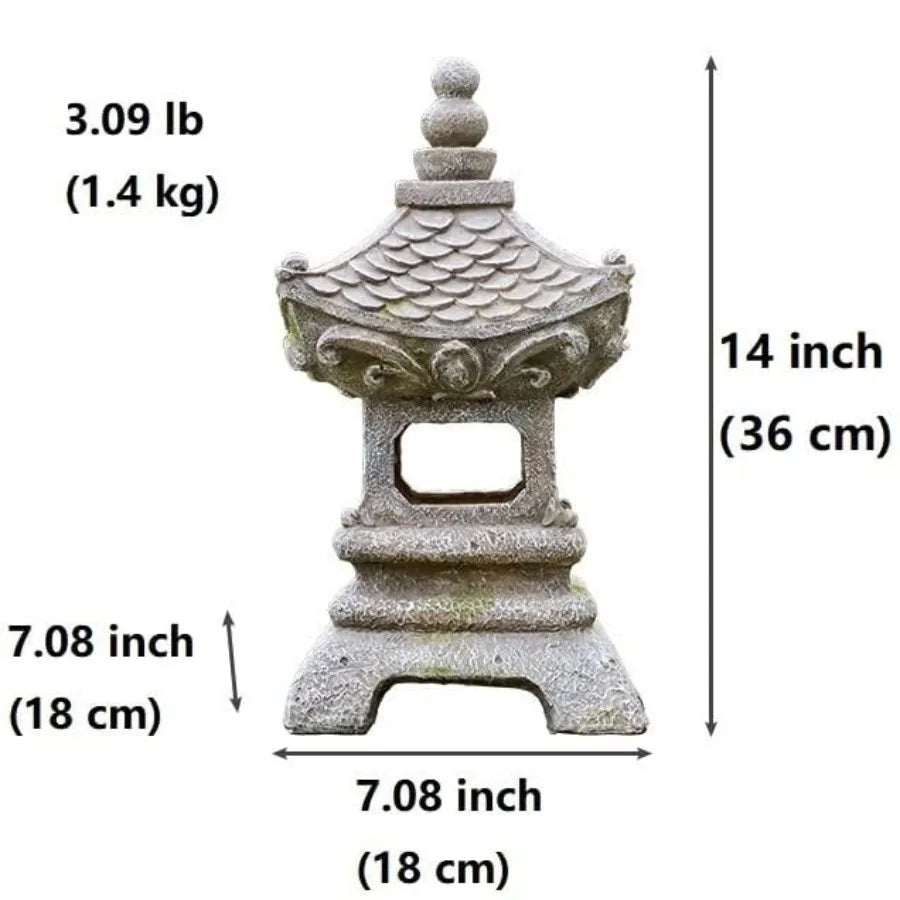 Asian Solar Zen Pagoda Garden Statue 14 Inch Outdoor Japanese Lamp Lantern for Home Garden Landscape Décor 14 inch Pagoda