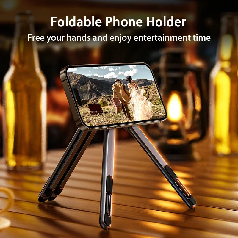 Multifunctional Magnetic Phone Holder Handheld Selfle Stick Foldable Tripod Portable Desk Stand for iPhone ipad Tablet Laptop