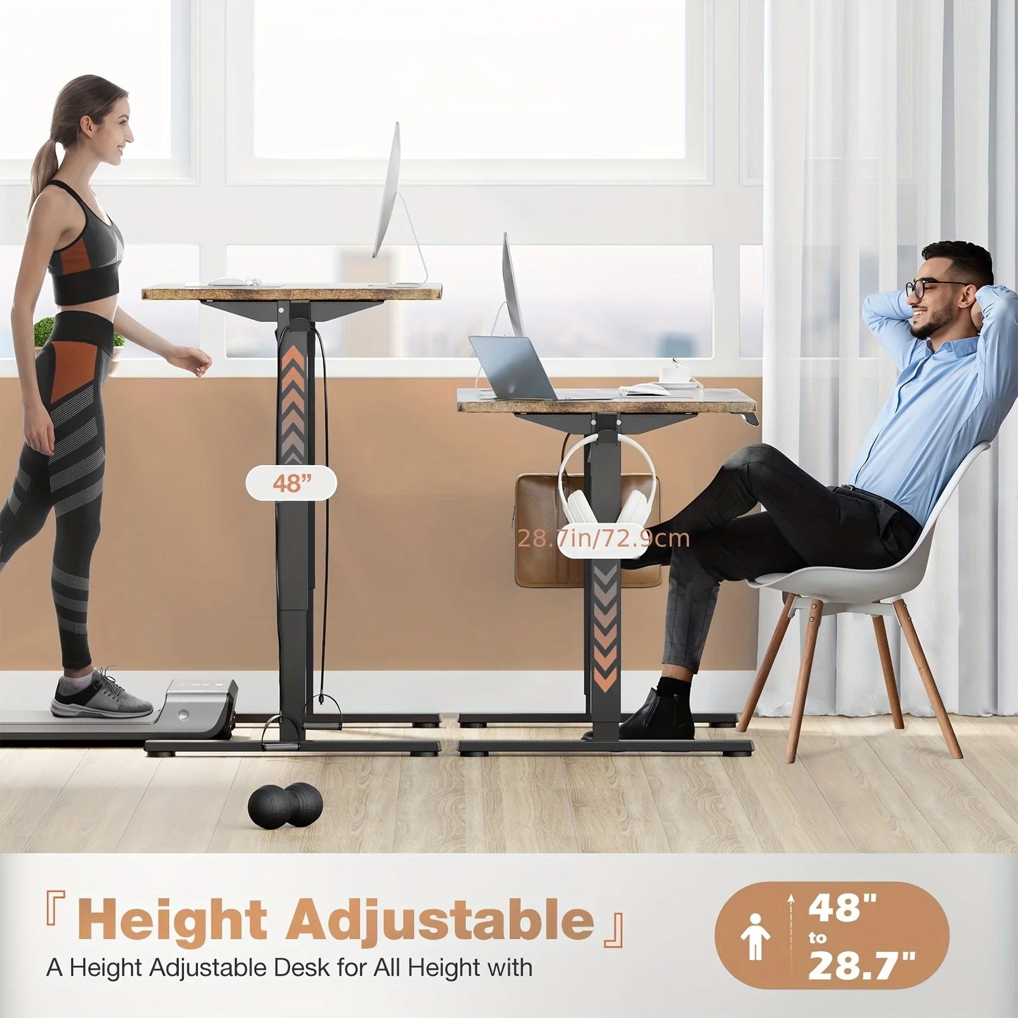 Standing Desk, Adjustable Height Electric Sit-Stand Computer Table, 40×24, 48×24, 55×24, 63×24 Inch Ergonomic Rising Desk