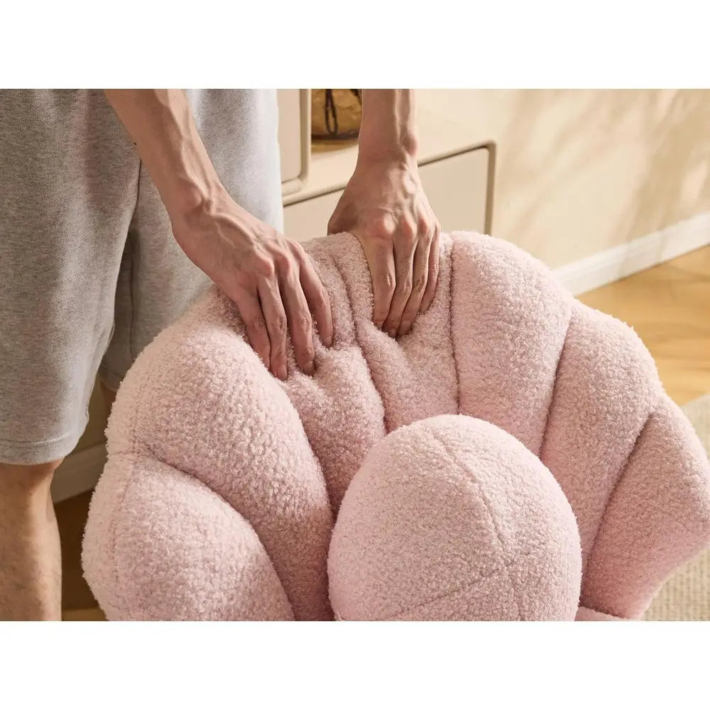 Shell-Inspired Pink & Gold Vanity Chair, Comfortable Accent Seat for Makeup, Office, Dining & More