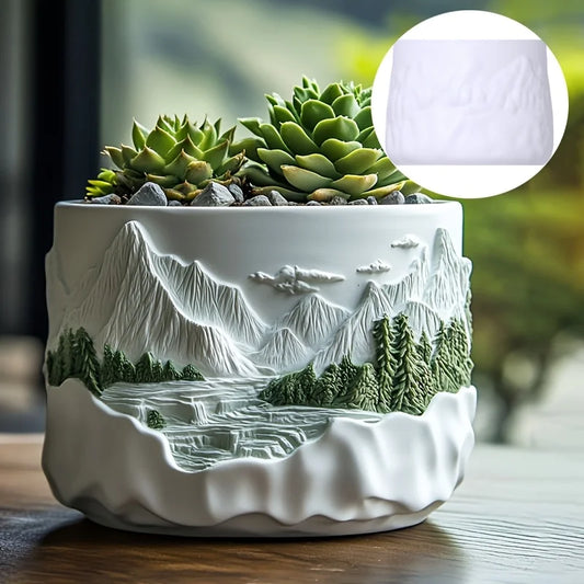 Mountain relief succulent plant flowerpot resin silicone mold mountain stream flowing water storage box candle cup gypsum molds