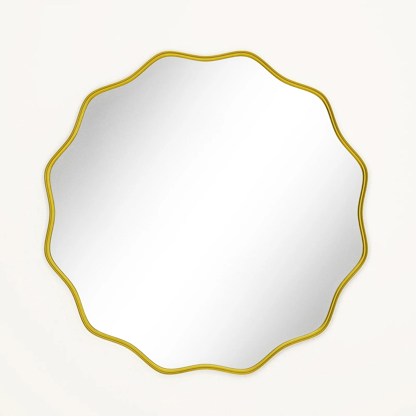 Wavy Round Bathroom Mirror Decorative Wall Mirror with Deep Frame