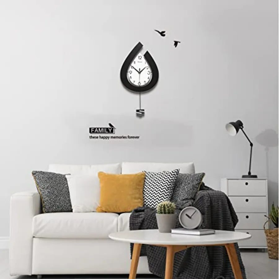 Large Wall Clock for Living Room Decor Big Pendulum Modern Wall Clock Silent Non Ticking Battery Operated 28.7 Inch Clock for K