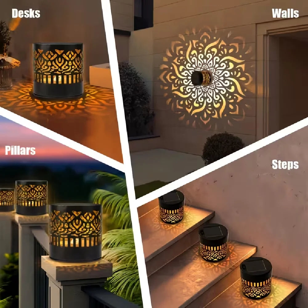 Outdoor LED Solar Fences and Wall Lights, Metal Mandala Lights, for Gardens, Lawns, Estates, Fences, Corridors, Lawns, Porches