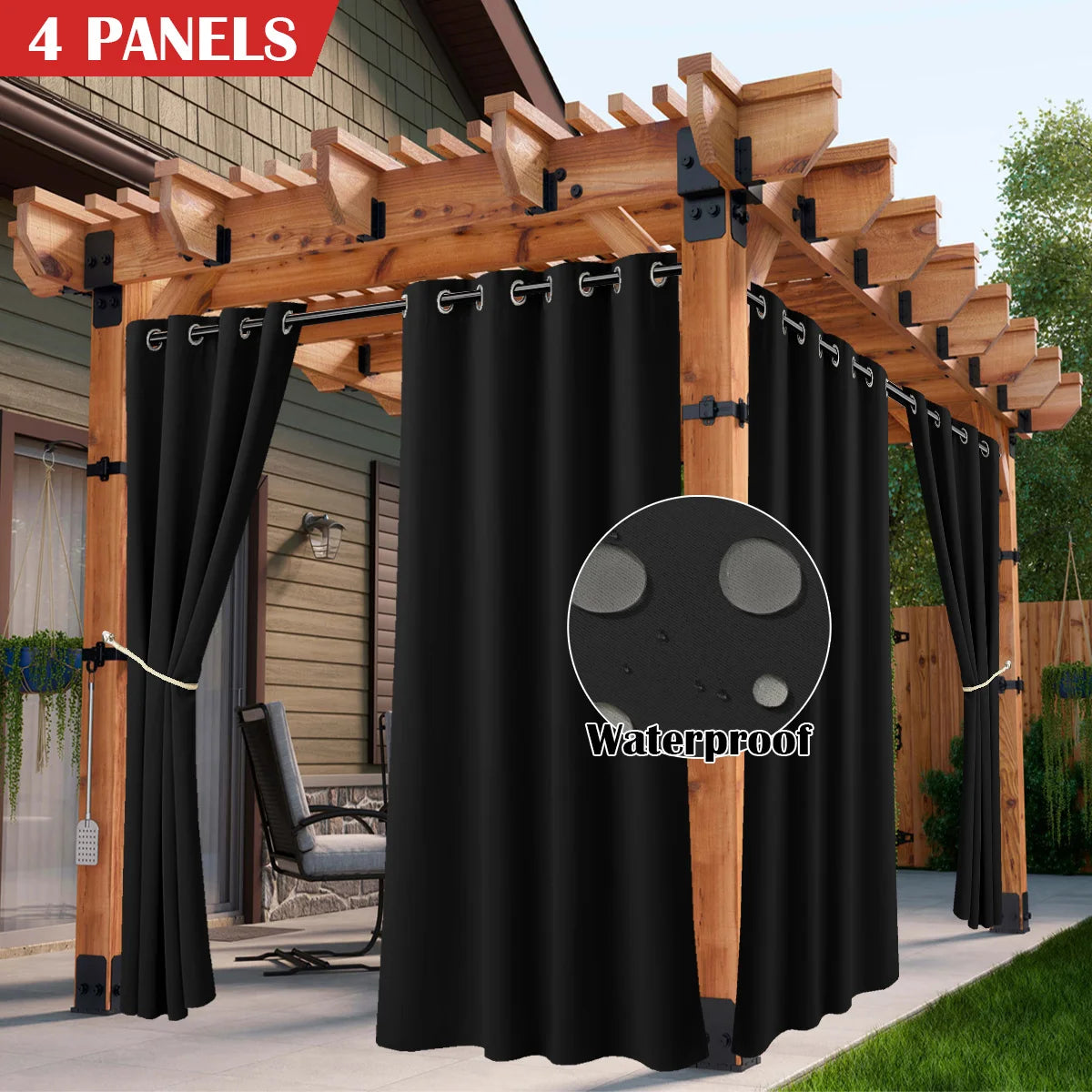 Waterproof Outdoor Curtains With UV Protection And Grommet Top