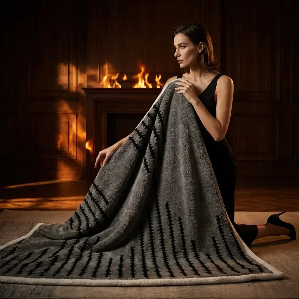 Reversible Sherpa Blanket Ultra Soft Warm Fleece For Home