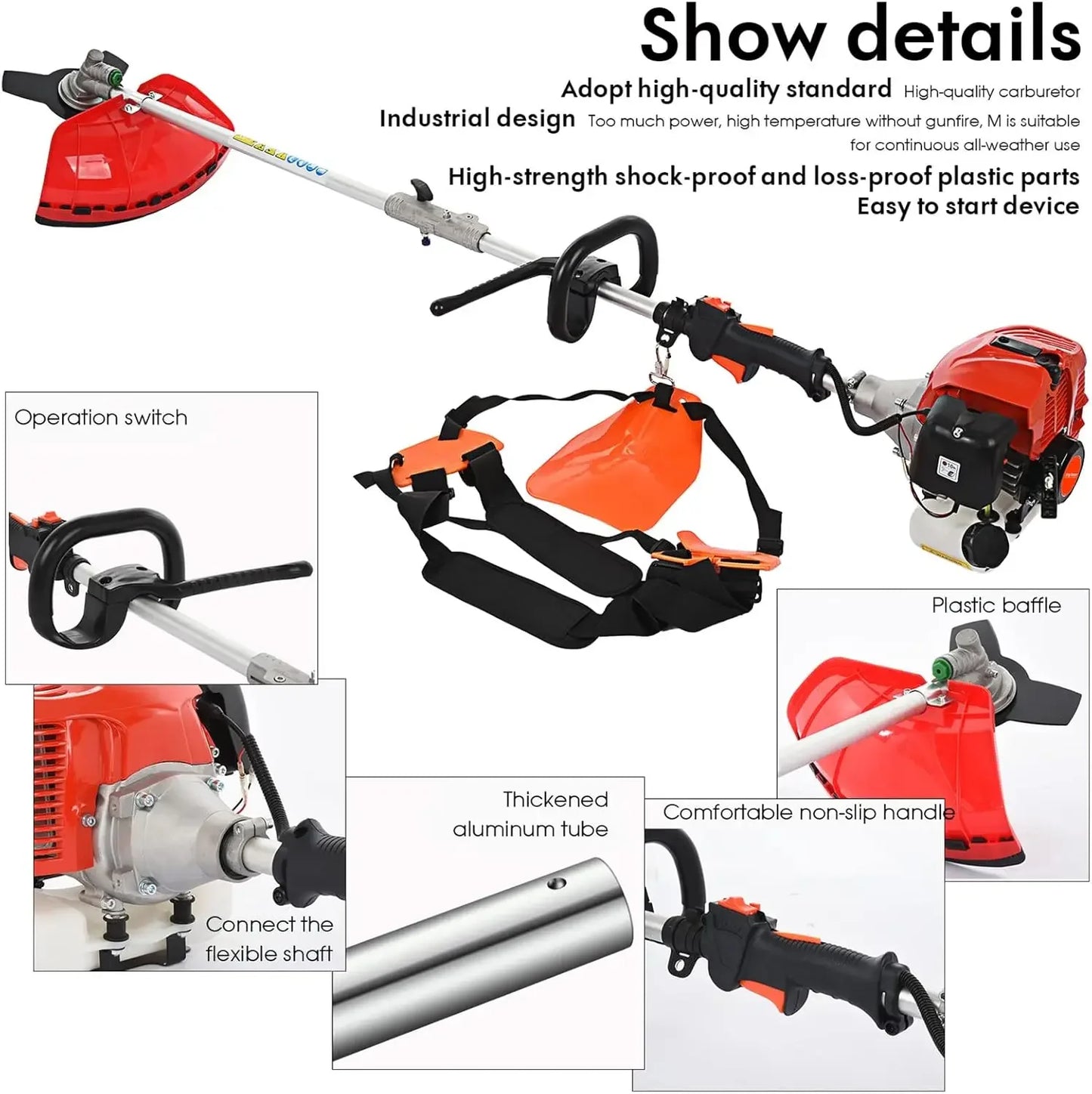 Lawn Mower 5 in 1 Weed Eater Hedge Trimmer 52cc Petrol