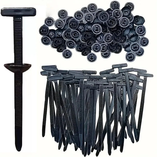 Upgraded Nylon Cable Ties, Self-Locking T Rivet Zip Ties Kit for Car Fender Trunk Bumper Repair, Home & Garage Automotive