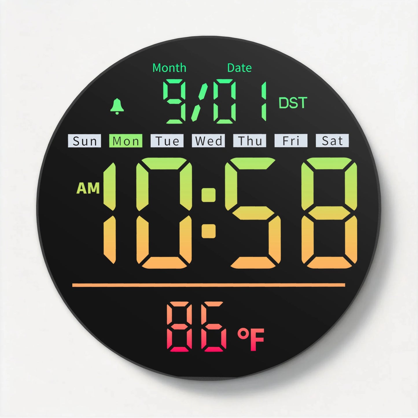 8‘’LED Wall Clockwith Timer,Temperature,Date,Night Light,RGB Color,Alarm,5-Level BrightnessDigital Clock for Classroom,Bedroom