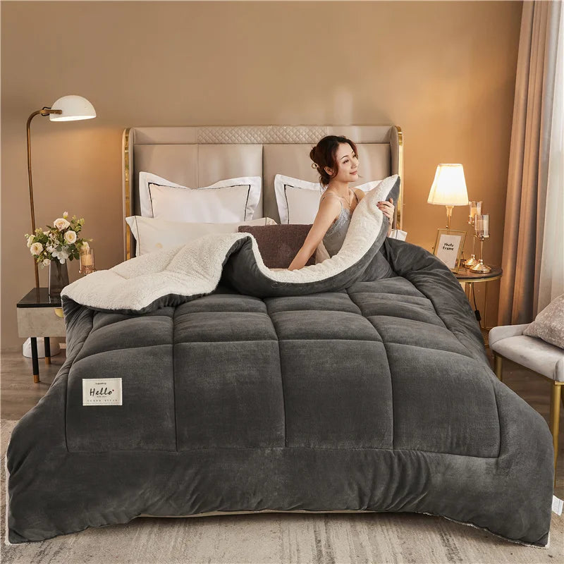 New Thicken Milk Fleece Winter Blanket Warm Artificial Lamb Cashmere Weighted Blankets for Bed Soft Warmth Comforter Duvet Core