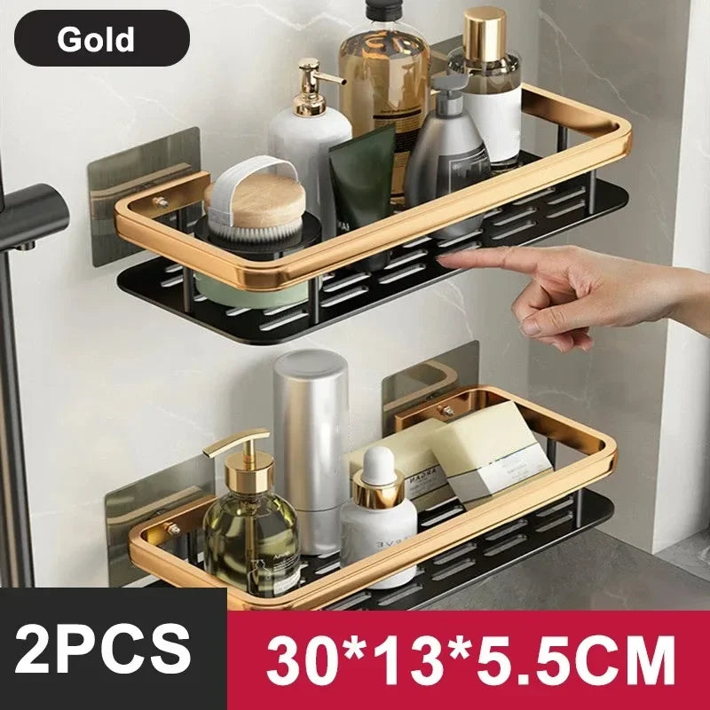 Wall Mounted No Drill Aluminum Alloy Shower Shelf Durable