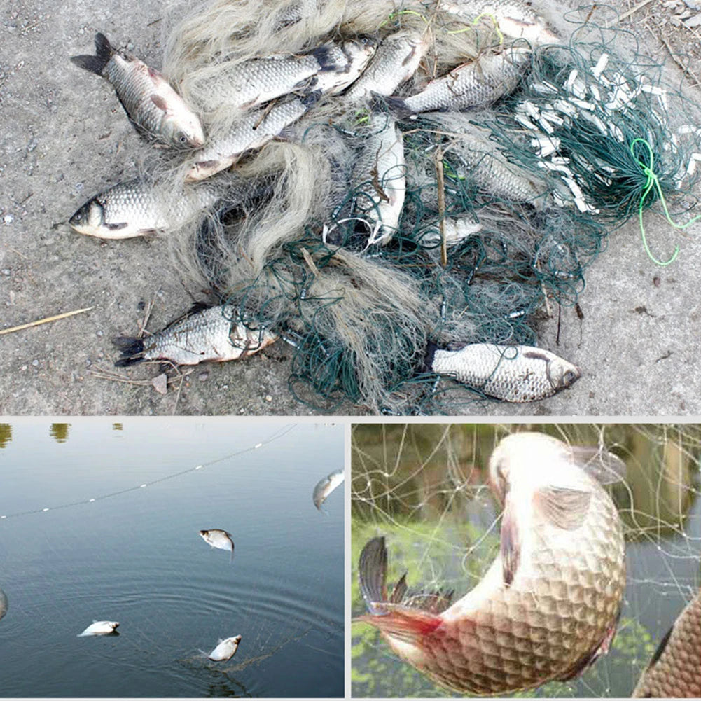 Nylon Strip Fishing Net Monofilament Gill Network Three Layers Crucian Carp Fish Trap Cage Network Fishing Tackle