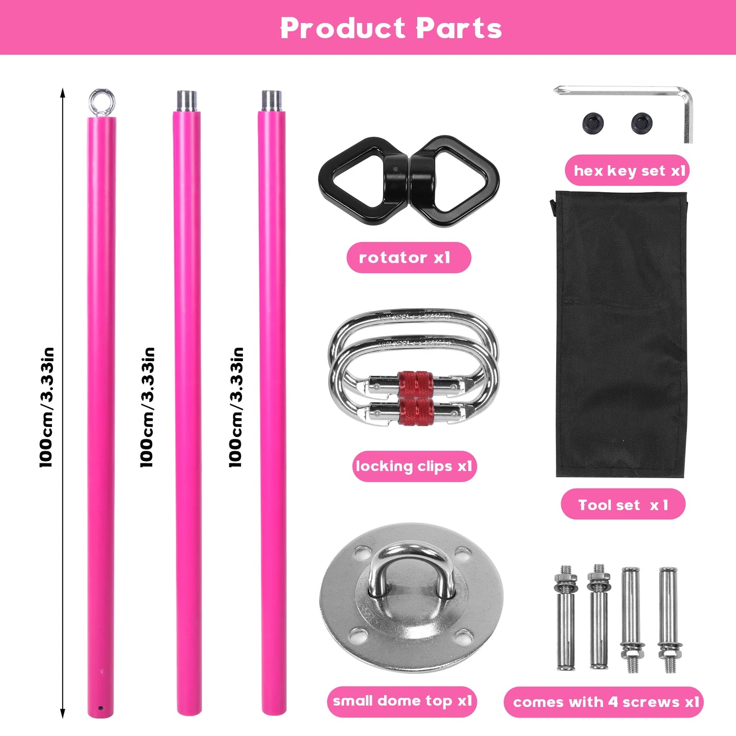 3m Stripper Pole Adjustable Height Portable Fly Dance Pole Removable Fitness Stripping Pole Aerial Equipment for Home Gym Bar