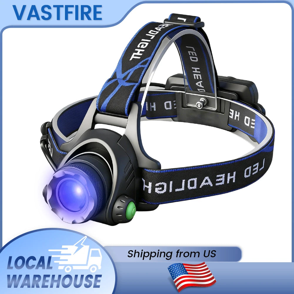 Powerful LED Headlamp Telescopic Zoomable Head Torch Outdoor Waterproof Rechargeable Fishing Camping Portable Headlight