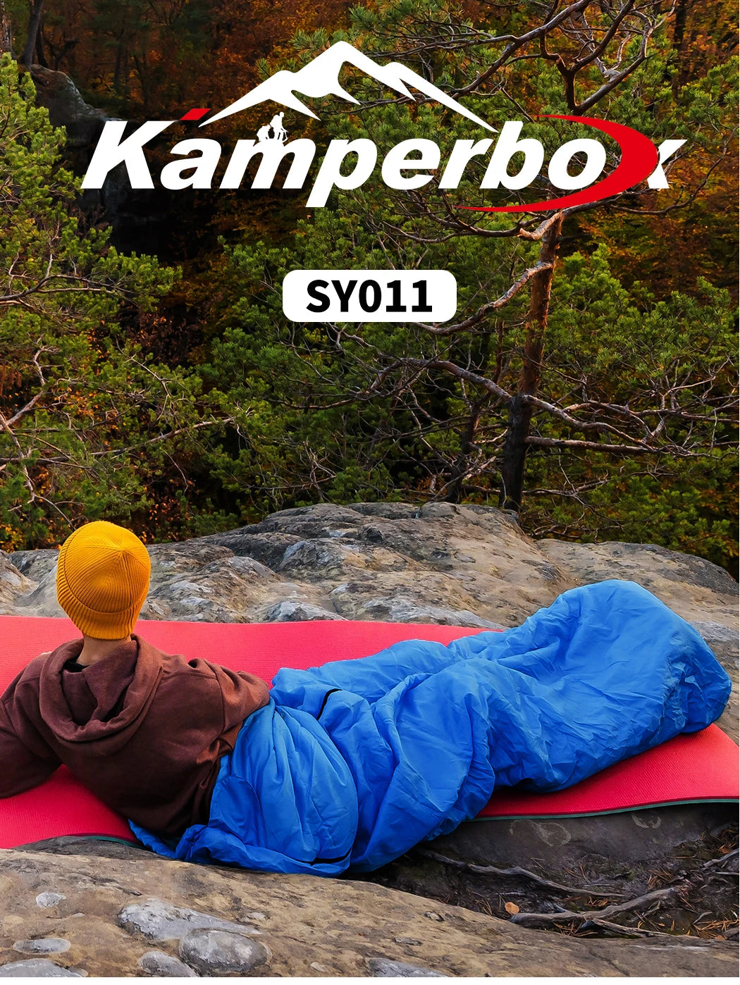 Kamperbox SY011 Sleeping Bag 40D Ripstop Nylon Shell Synthetic Fiber Fill Lightweight Portable Camping Sleeping Bag for Adults