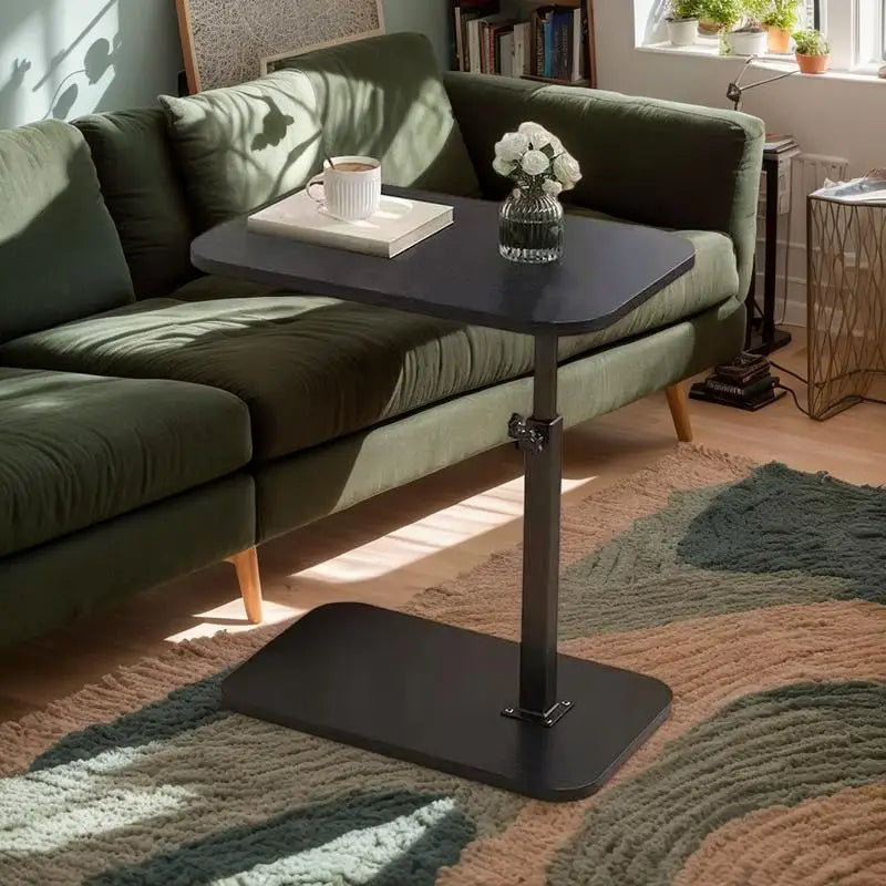 C-Shaped Coffee Tea Table Side Table for Sofa Bedside Corner Small Mobile Storage Desk Family Living Room or Bedroom