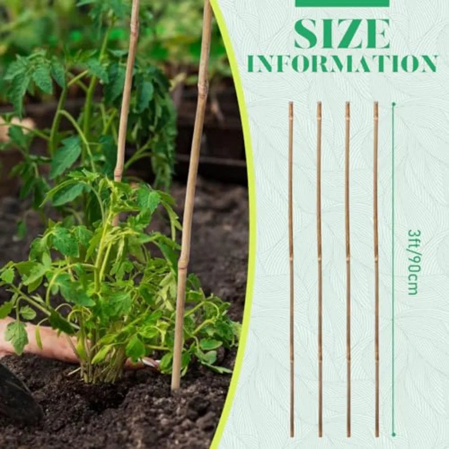 Bamboo Plant Stakes Natural Garden Support Sticks for Climbing Plants Sturdy Bamboo Garden Stakes for Tomato Beans Flowers and