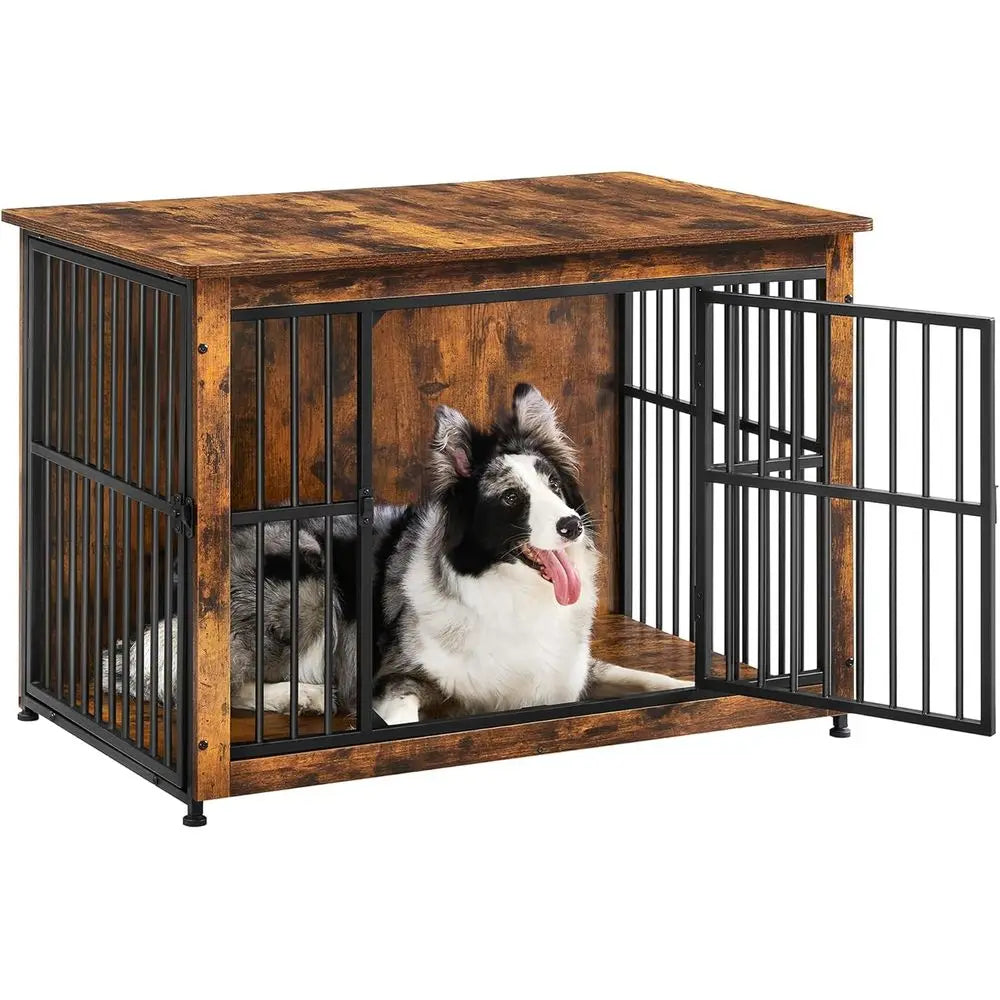 38.6" Dog Crate urniture, Heavy-Duty Dog Cage Side End Table, XL Pet Wood Kennel or Large and Medium Dogs up to 70 lb with Enclo