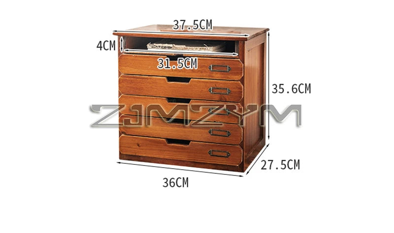 Desktop Organizer Drawer Style Storage Box Office Desk Multi Layer Document Stationery A4 Paper Solid Wood Tabletop Cabinet