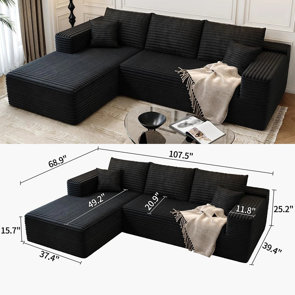 Cloud Style Modular Reclining Sectional Sofa With Fluffy Cushions