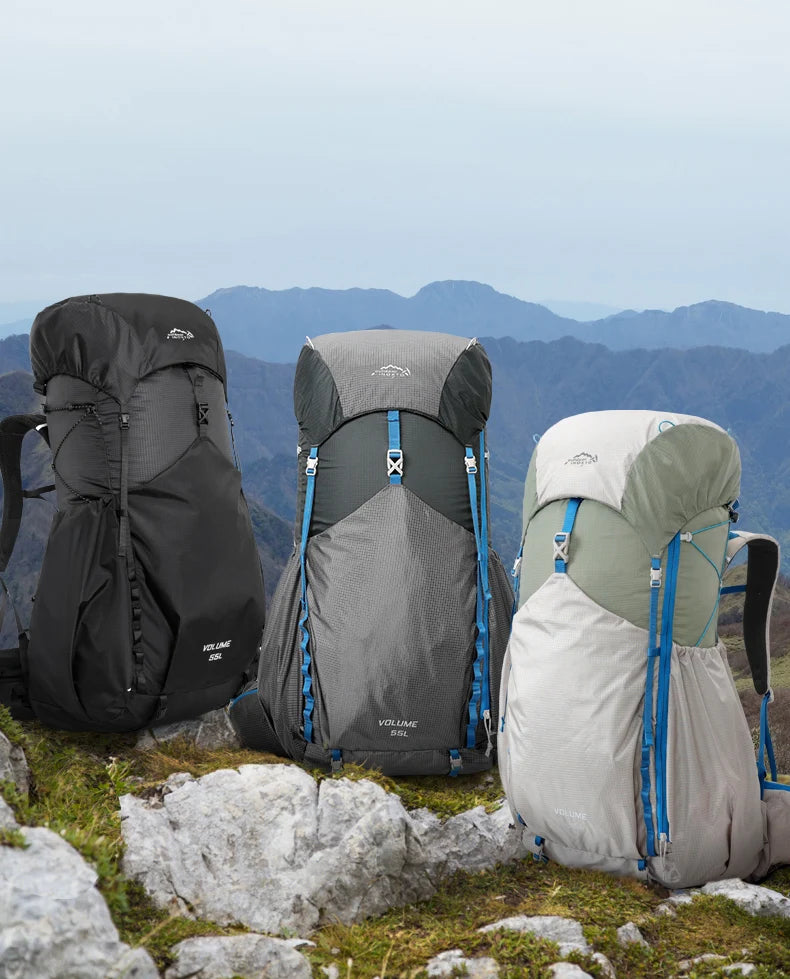 55L Internal Frame Waterproof Hiking Camping Backpack with Rain Cover, Large Lightweight Travel Daypack Rucksack for Climbing