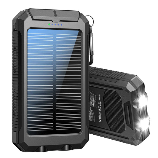10000mAh Solar Power Bank With Dual USB Type-C Flashlight