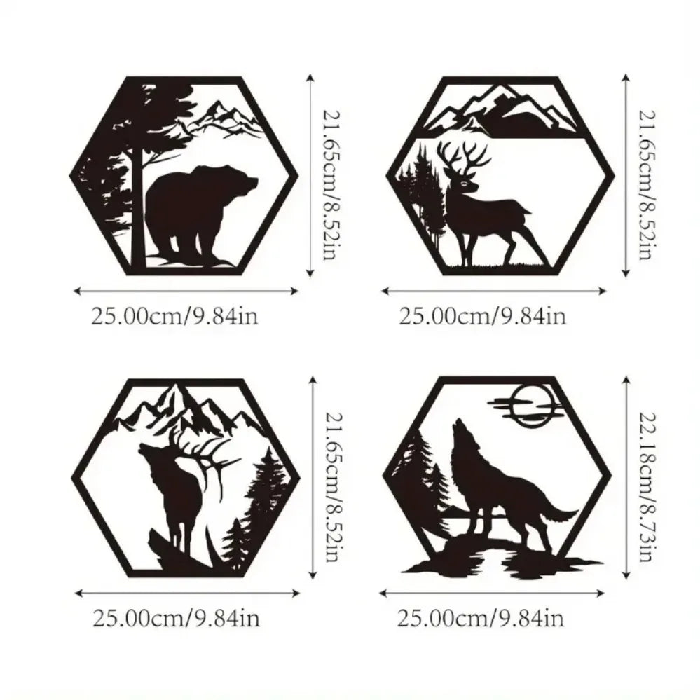 Rustic Wilderness Forest Metal Wall Sculpture Set – Enchanting Art to Adorn Your Walls