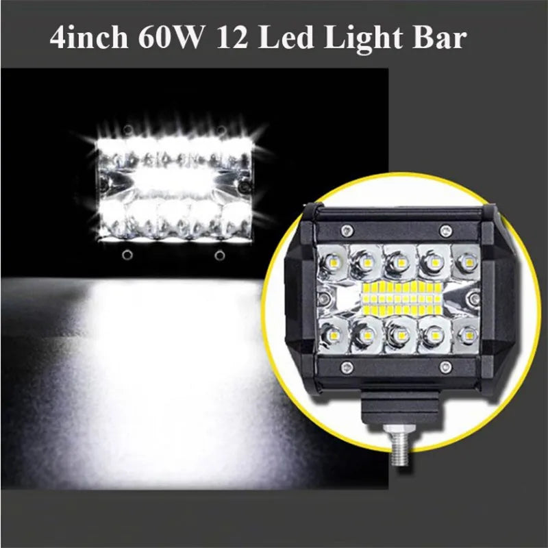 22inch LED Light Bar+4inch Led Work Light Kit With Switch On/Off Wiring Harness Kit Led Off Road Driving Working Lights DC12-24V