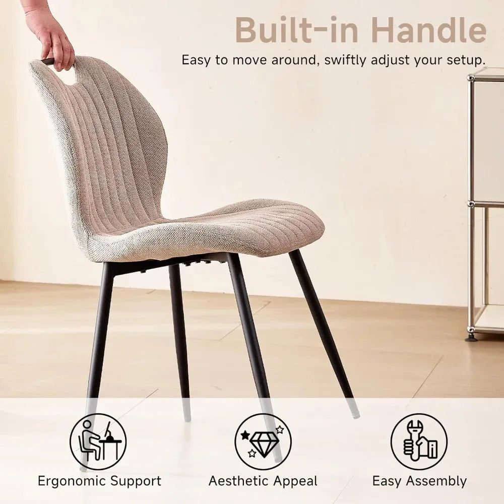 Set Of 4 Upholstered Wingback Dining Chairs Modern Fabric