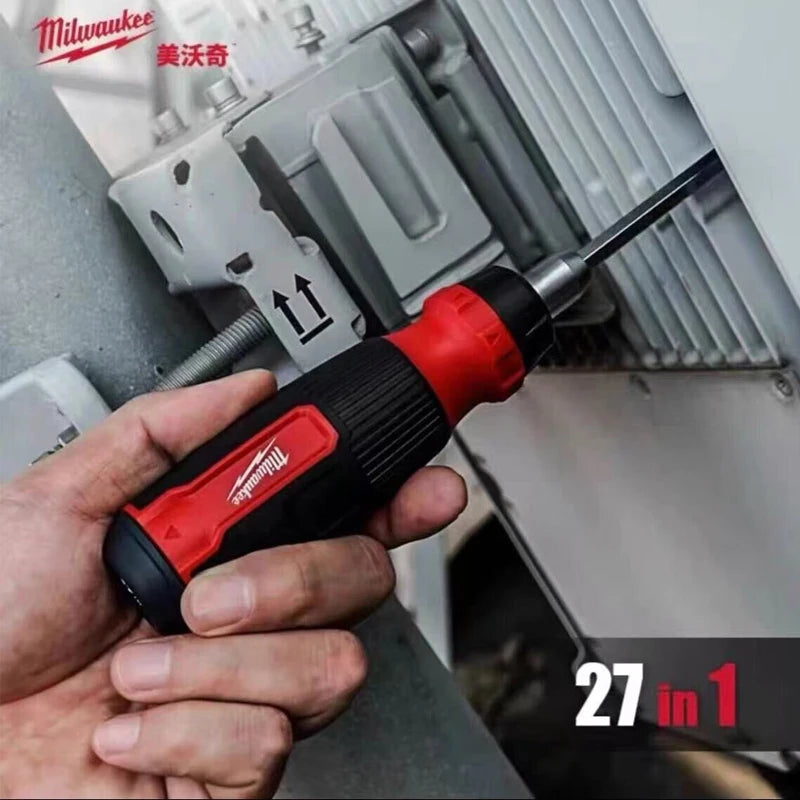 Milwaukee 27-in-1 Ratchet Screwdriver 48-22-2904/4932480583 All-Metal High Torque Multi-Bit with Extension & Storage