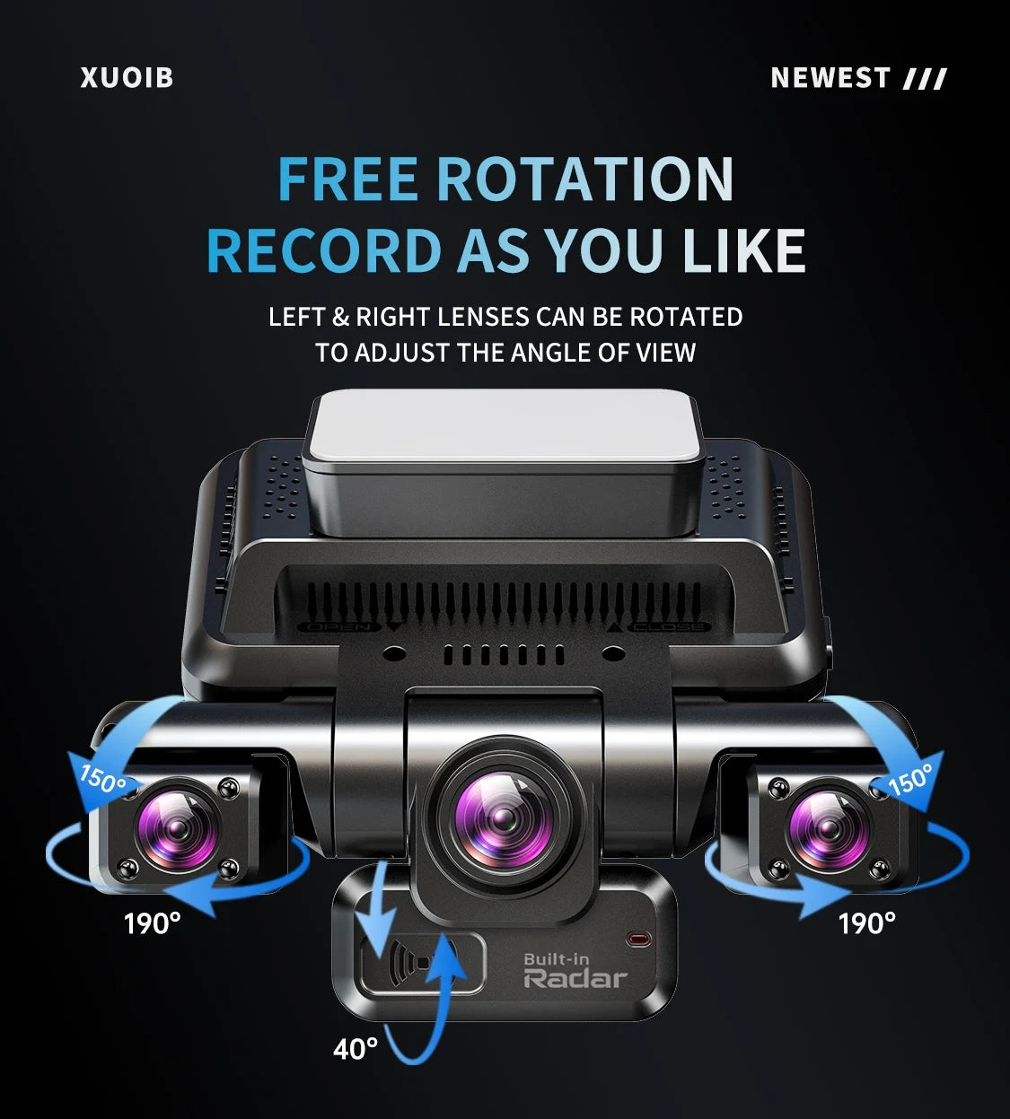 XUOIB 4CH GPS Dash Cam I9pro-wb Front 4K/2K+3*1080P for Car 360 DVR Camera 24H Parking Mode WiFi Video Recorder IR Night Vision