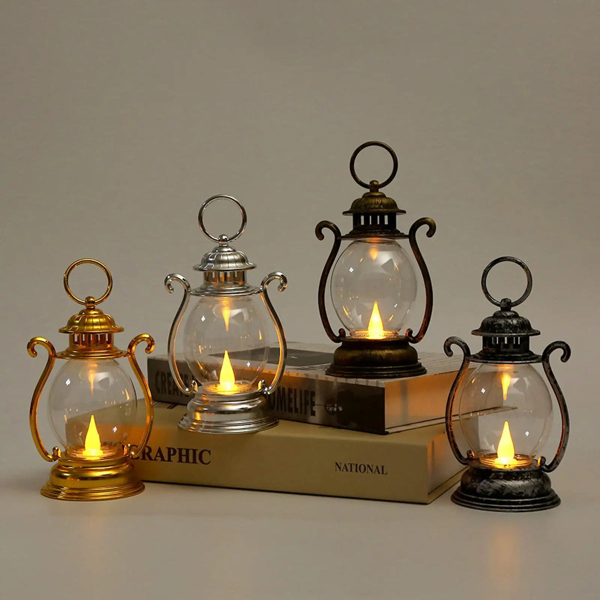 Retro Desk Lamp Battery Powered LED Retro Portable Lantern Home Decor Lights LED Tent Light For Living Room Patio Festival Decor