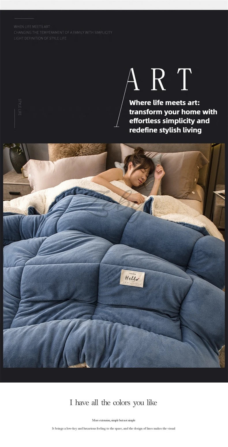 New Thicken Milk Fleece Winter Blanket Warm Artificial Lamb Cashmere Weighted Blankets for Bed Soft Warmth Comforter Duvet Core