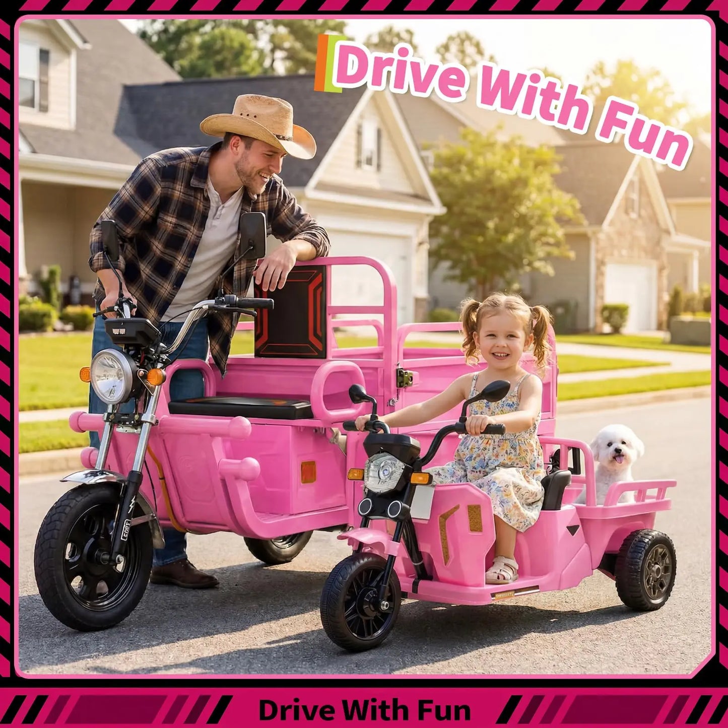 Kids Electric Tricycle Ride On Motorcycle With Bluetooth Music