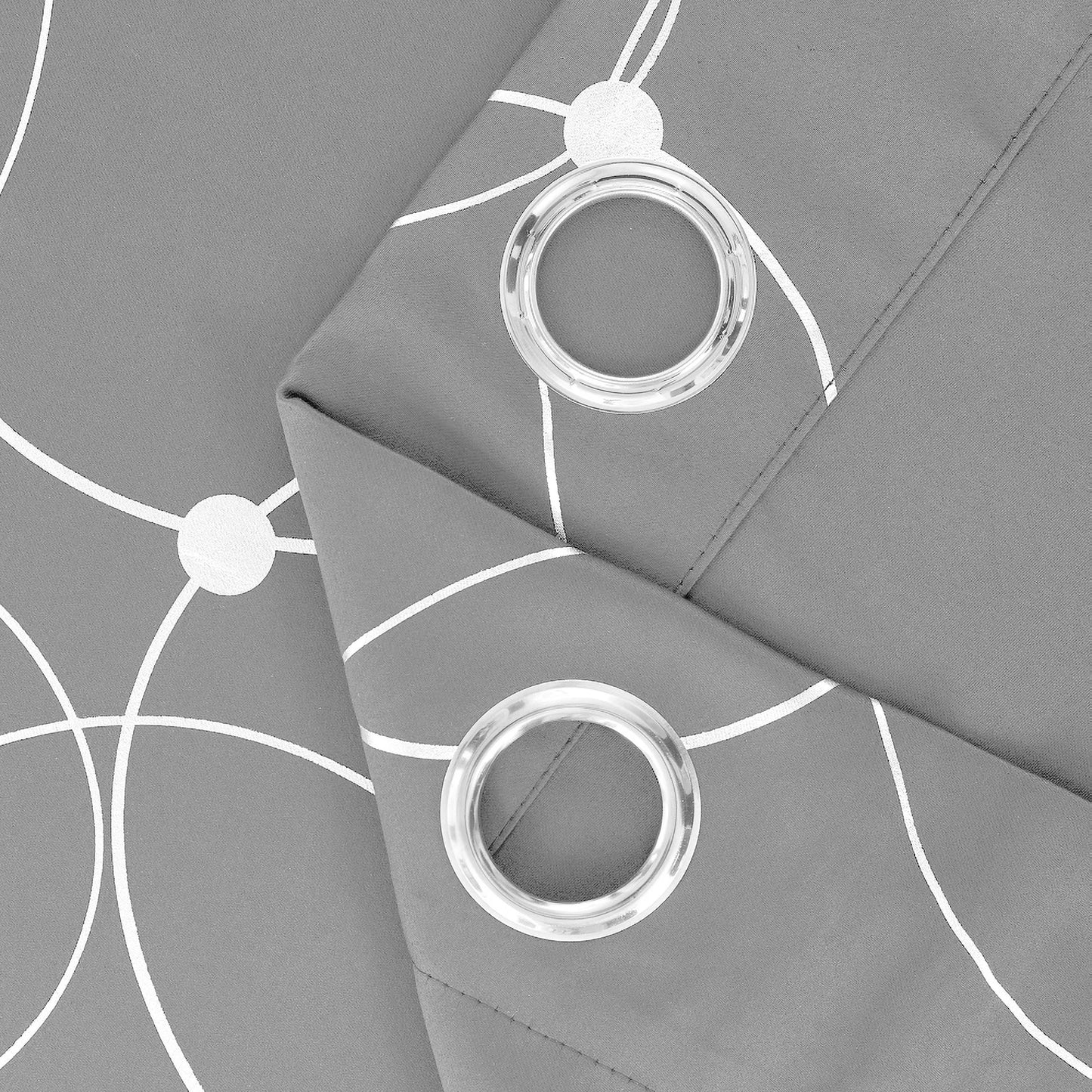 4PCS Blackout Curtains Grommet Thermal Insulated Room Darkening With Circle And Dots Foil Printed