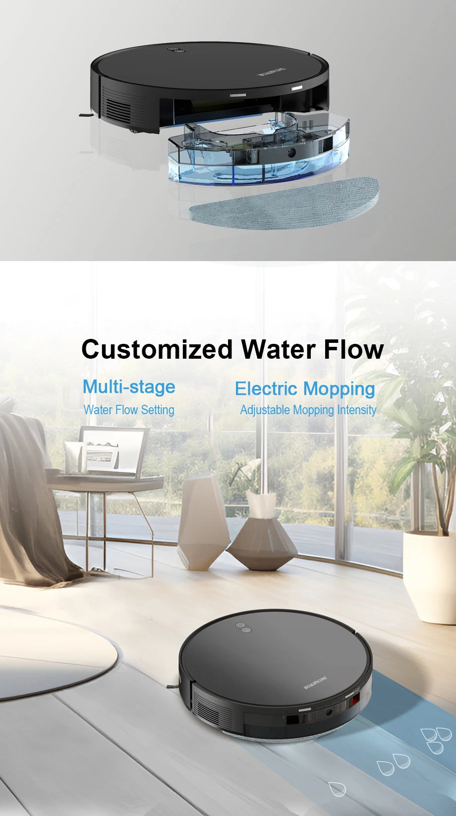 Robot Vacuum Cleaner Combo and Mop 6000PA Strong Suction  Robotic App& Remote Control Self-Charging Smart Mapping for Pet Hair