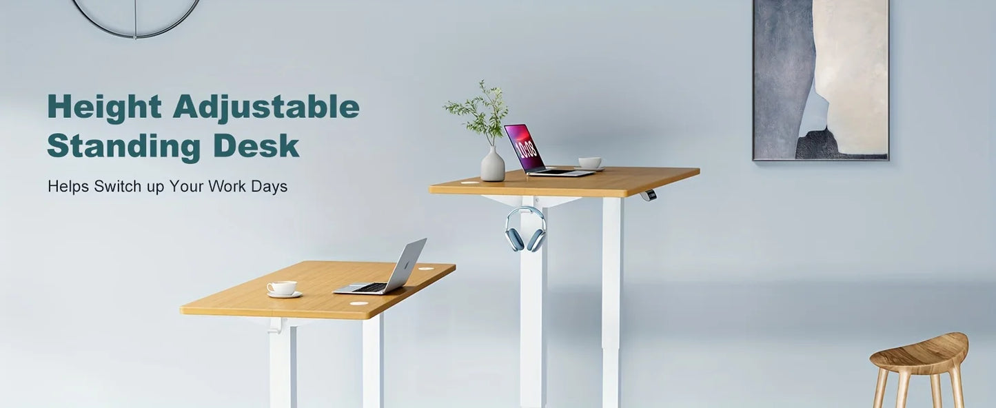 Standing Desk, Adjustable Height Electric Sit-Stand Computer Table, 40×24, 48×24, 55×24, 63×24 Inch Ergonomic Rising Desk